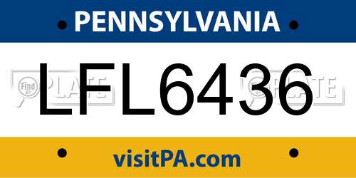LFL6436 Pennsylvania License Plate