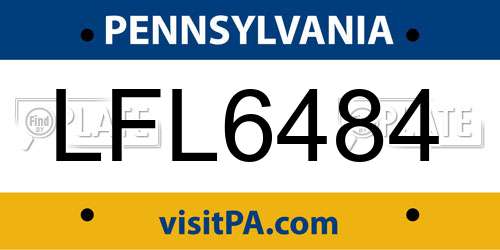 LFL6484 Pennsylvania License Plate