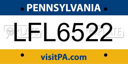 LFL6522 Pennsylvania License Plate