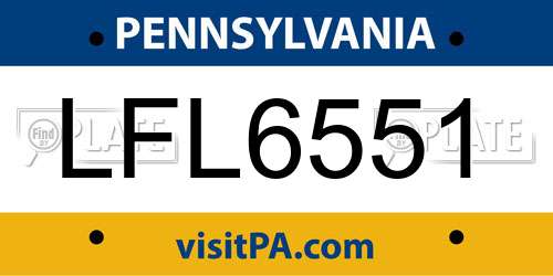 LFL6551 Pennsylvania License Plate