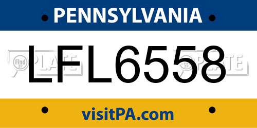 LFL6558 Pennsylvania License Plate