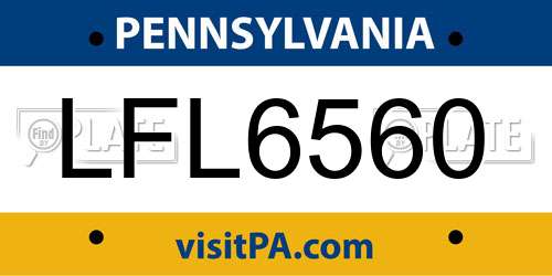 LFL6560 Pennsylvania License Plate