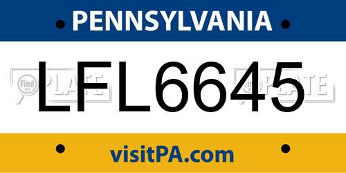 LFL6645 Pennsylvania License Plate