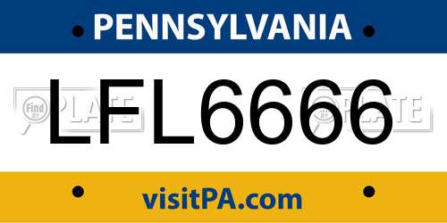 LFL6666 Pennsylvania License Plate