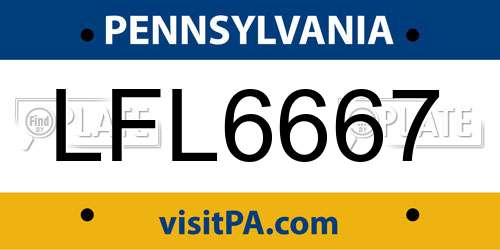 LFL6667 Pennsylvania License Plate