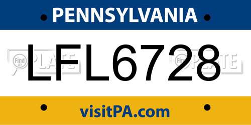 LFL6728 Pennsylvania License Plate