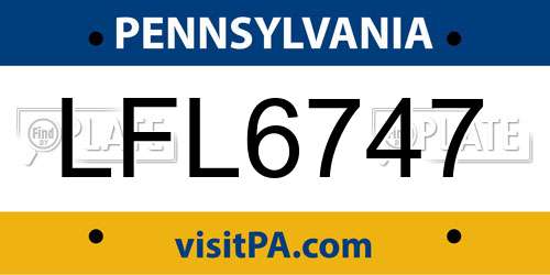 LFL6747 Pennsylvania License Plate