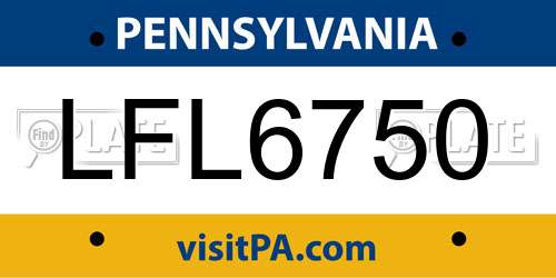 LFL6750 Pennsylvania License Plate