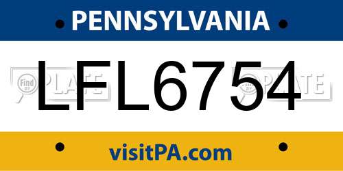 LFL6754 Pennsylvania License Plate