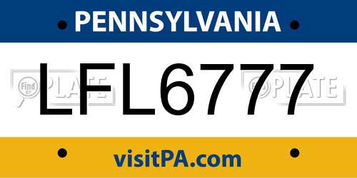 LFL6777 Pennsylvania License Plate