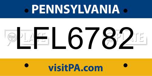 LFL6782 Pennsylvania License Plate