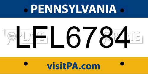 LFL6784 Pennsylvania License Plate