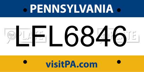 LFL6846 Pennsylvania License Plate