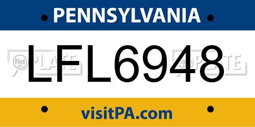 LFL6948 Pennsylvania License Plate