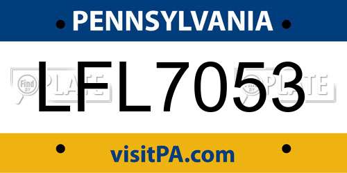 LFL7053 Pennsylvania License Plate