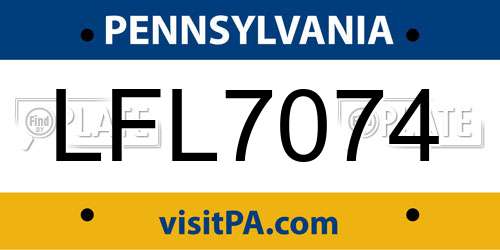 LFL7074 Pennsylvania License Plate