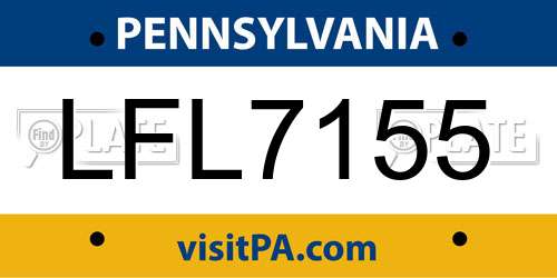 LFL7155 Pennsylvania License Plate