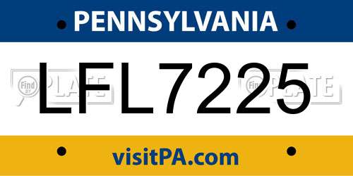 LFL7225 Pennsylvania License Plate