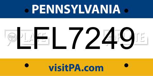 LFL7249 Pennsylvania License Plate