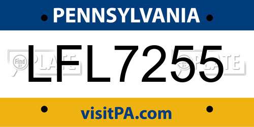 LFL7255 Pennsylvania License Plate