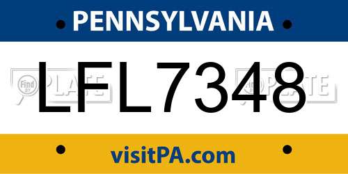 LFL7348 Pennsylvania License Plate