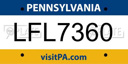 LFL7360 Pennsylvania License Plate