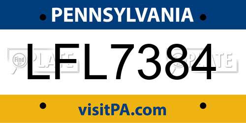 LFL7384 Pennsylvania License Plate