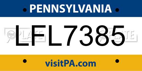 LFL7385 Pennsylvania License Plate