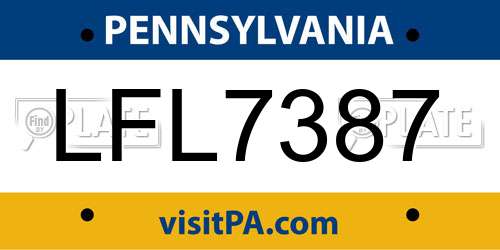 LFL7387 Pennsylvania License Plate
