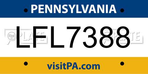 LFL7388 Pennsylvania License Plate