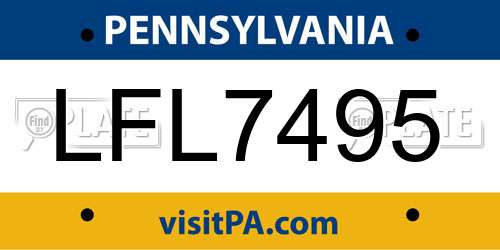 LFL7495 Pennsylvania License Plate