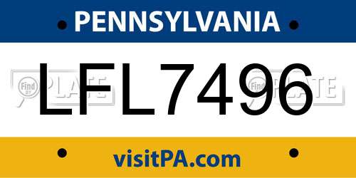 LFL7496 Pennsylvania License Plate