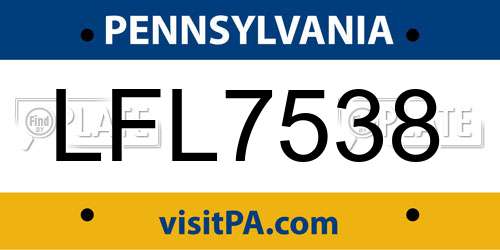 LFL7538 Pennsylvania License Plate