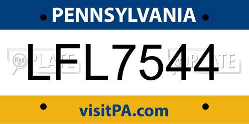 LFL7544 Pennsylvania License Plate