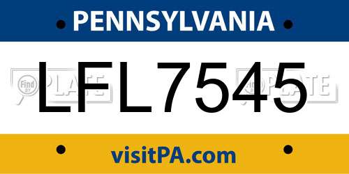 LFL7545 Pennsylvania License Plate