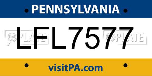 LFL7577 Pennsylvania License Plate