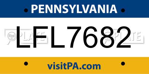 LFL7682 Pennsylvania License Plate