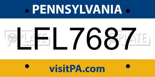 LFL7687 Pennsylvania License Plate