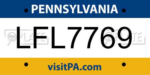 LFL7769 Pennsylvania License Plate