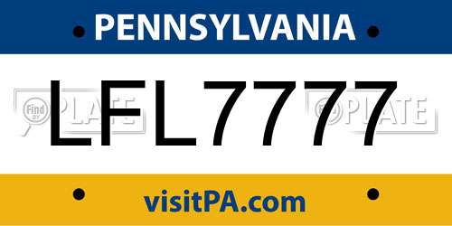 LFL7777 Pennsylvania License Plate