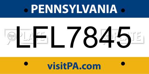 LFL7845 Pennsylvania License Plate