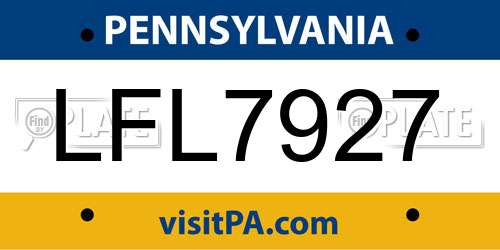 LFL7927 Pennsylvania License Plate