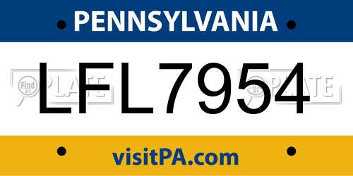 LFL7954 Pennsylvania License Plate