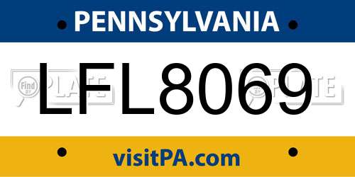 LFL8069 Pennsylvania License Plate