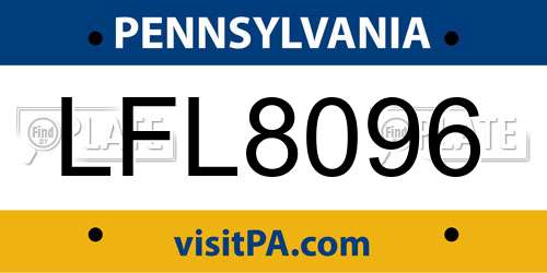 LFL8096 Pennsylvania License Plate