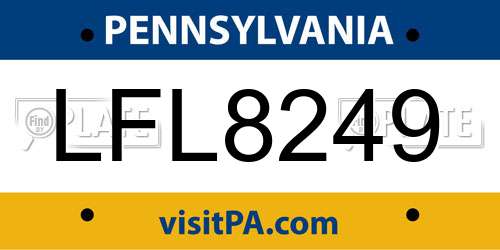 LFL8249 Pennsylvania License Plate