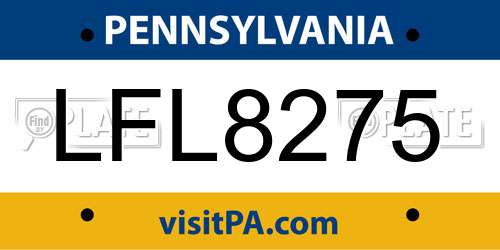 LFL8275 Pennsylvania License Plate