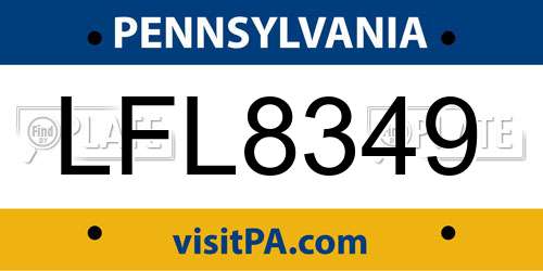 LFL8349 Pennsylvania License Plate