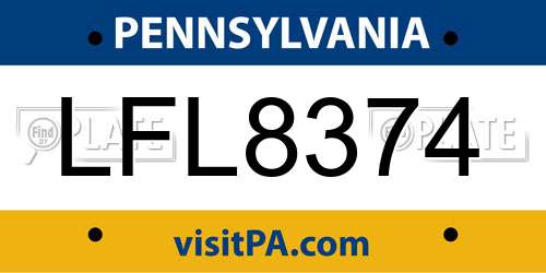 LFL8374 Pennsylvania License Plate
