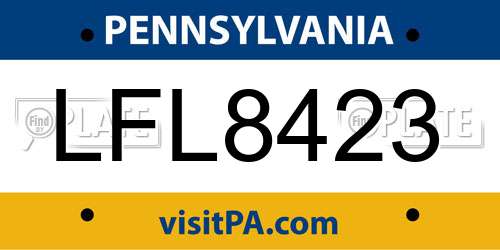 LFL8423 Pennsylvania License Plate